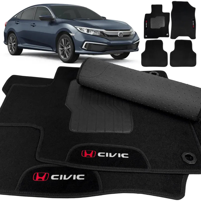 ALFOMBRA NEGRO CIVIC 2017 A 2021 4 PIEZAS