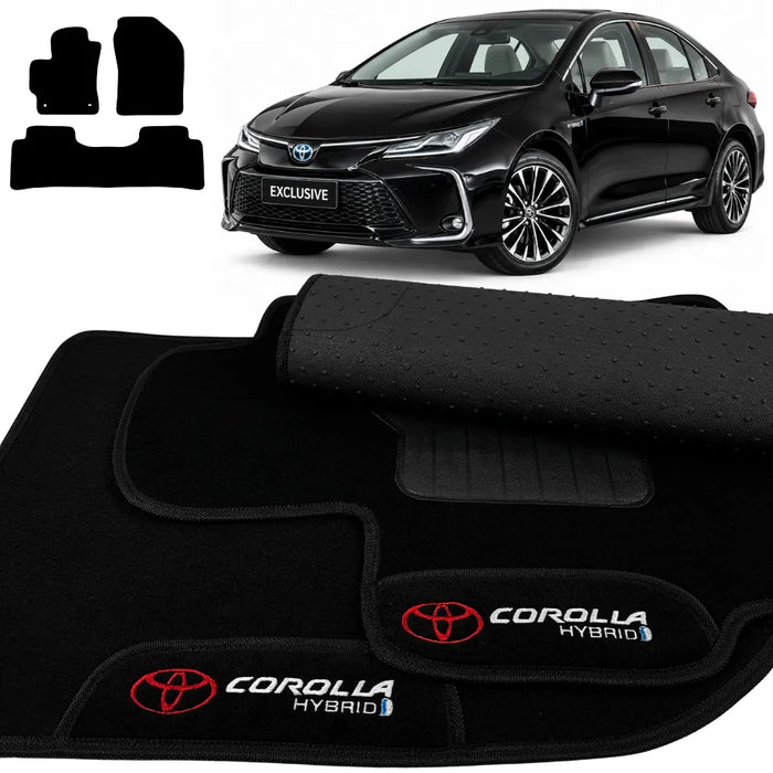 ALFOMBRA NEGRO COROLLA HIBRÍDO 2020 A 2026 3 PIEZAS