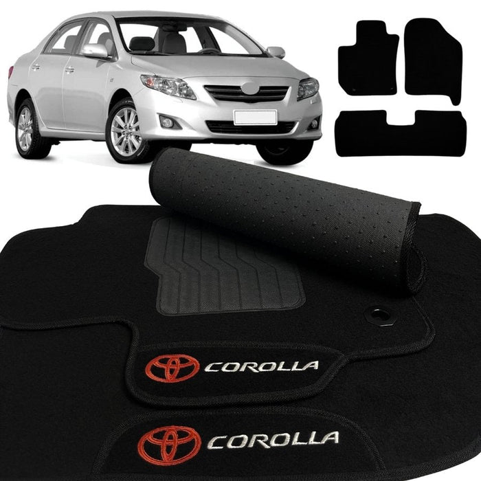 ALFOMBRA TOYOTA COROLLA 2009 A 2017 NEGRO BORDADO 3 PIEZAS