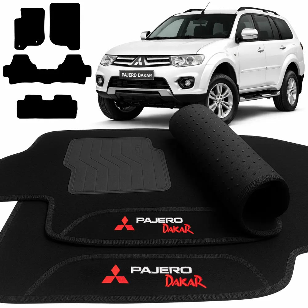 ALFOMBRA NEGRO PAJERO DAKAR 7 ASIENTOS 2008 A 2015 4 PIEZAS