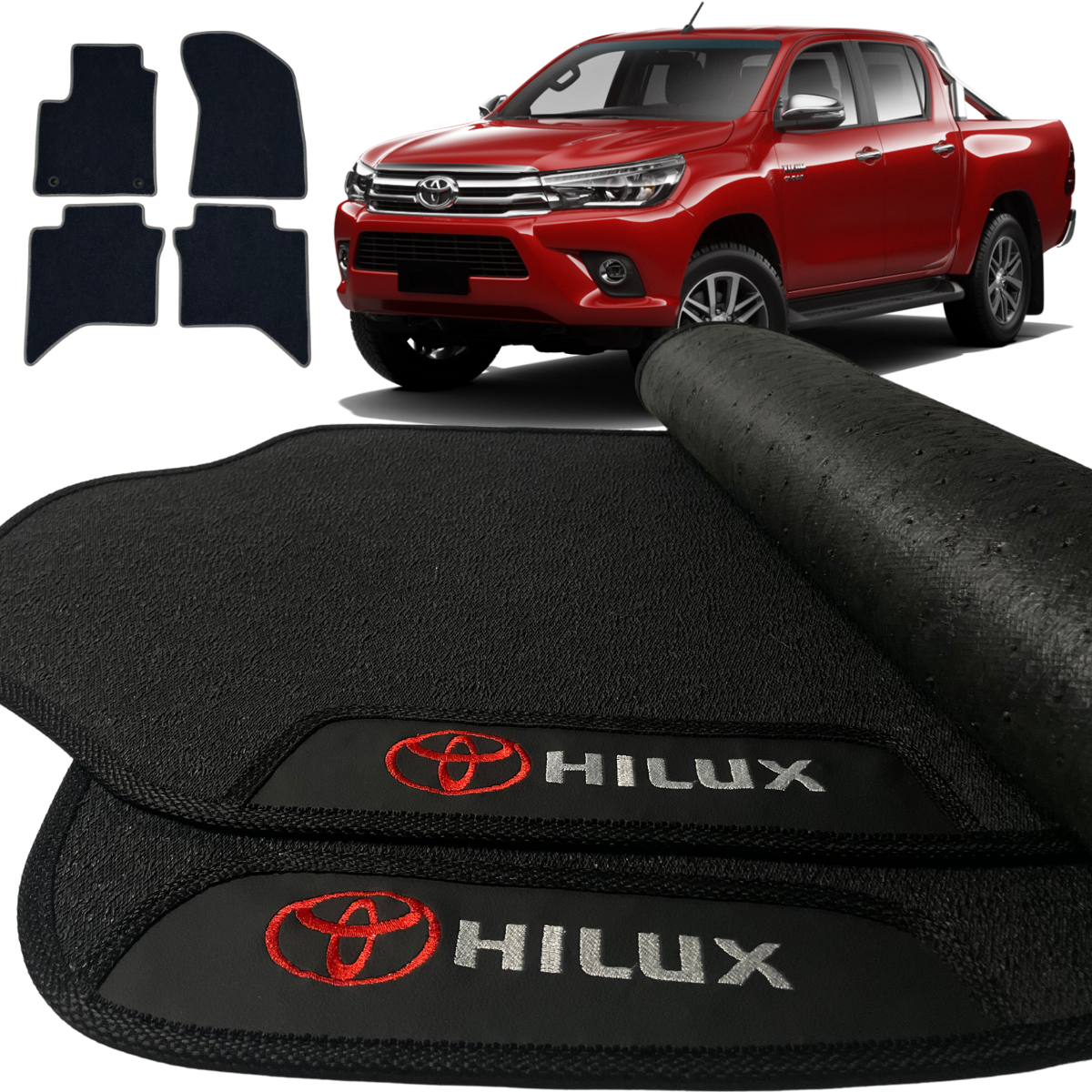 ALFOMBRA GOMA PREMIUM HILUX 2016 A 2024 4 PIEZAS