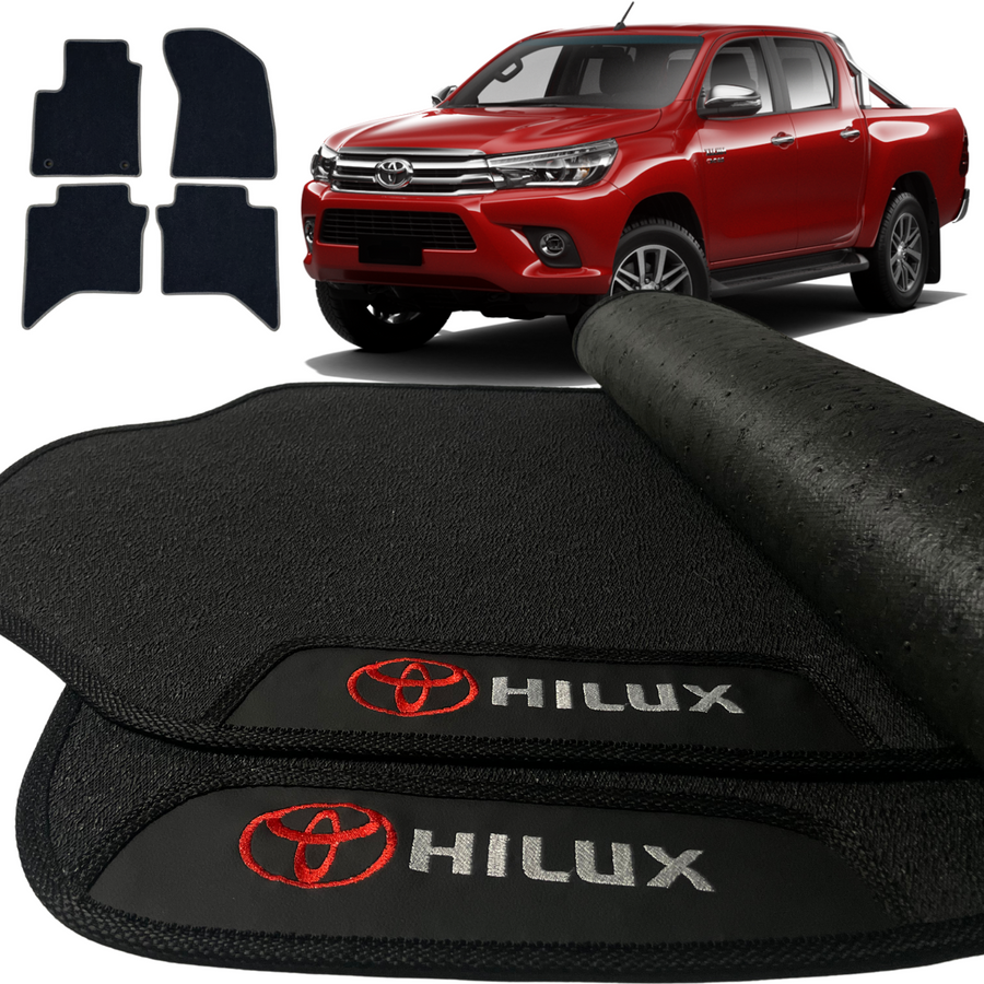 ALFOMBRA GOMA PREMIUM HILUX 2016 A 2024 4 PIEZAS
