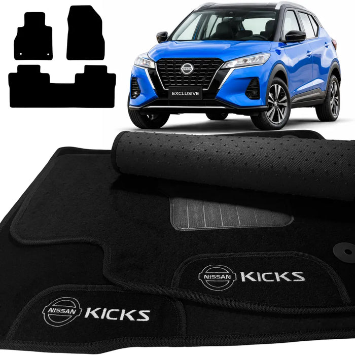ALFOMBRA NEGRO KICKS 2016 A 2025 3 PIEZAS
