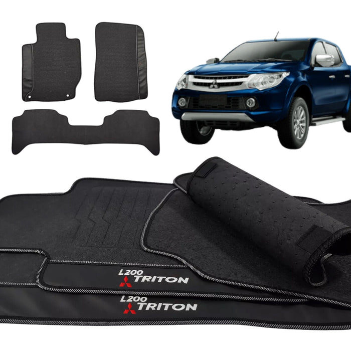ALFOMBRA GOMA PREMIUM L200 TRITON 2018 A 2024 3 PIEZAS