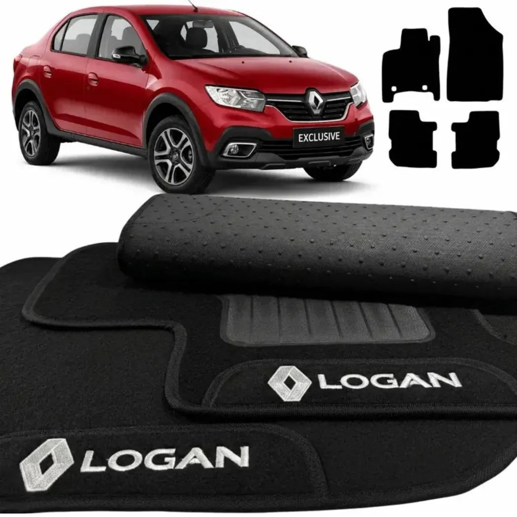 ALFOMBRA NEGRO RENAULT LOGAN 2015 A 2024 4 PIEZAS