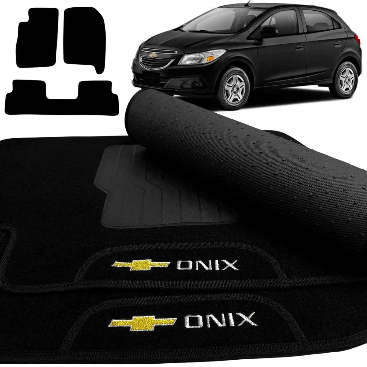 ALFOMBRA ONIX 2012 A 2019 NEGRO BORDADO 3 PIEZAS