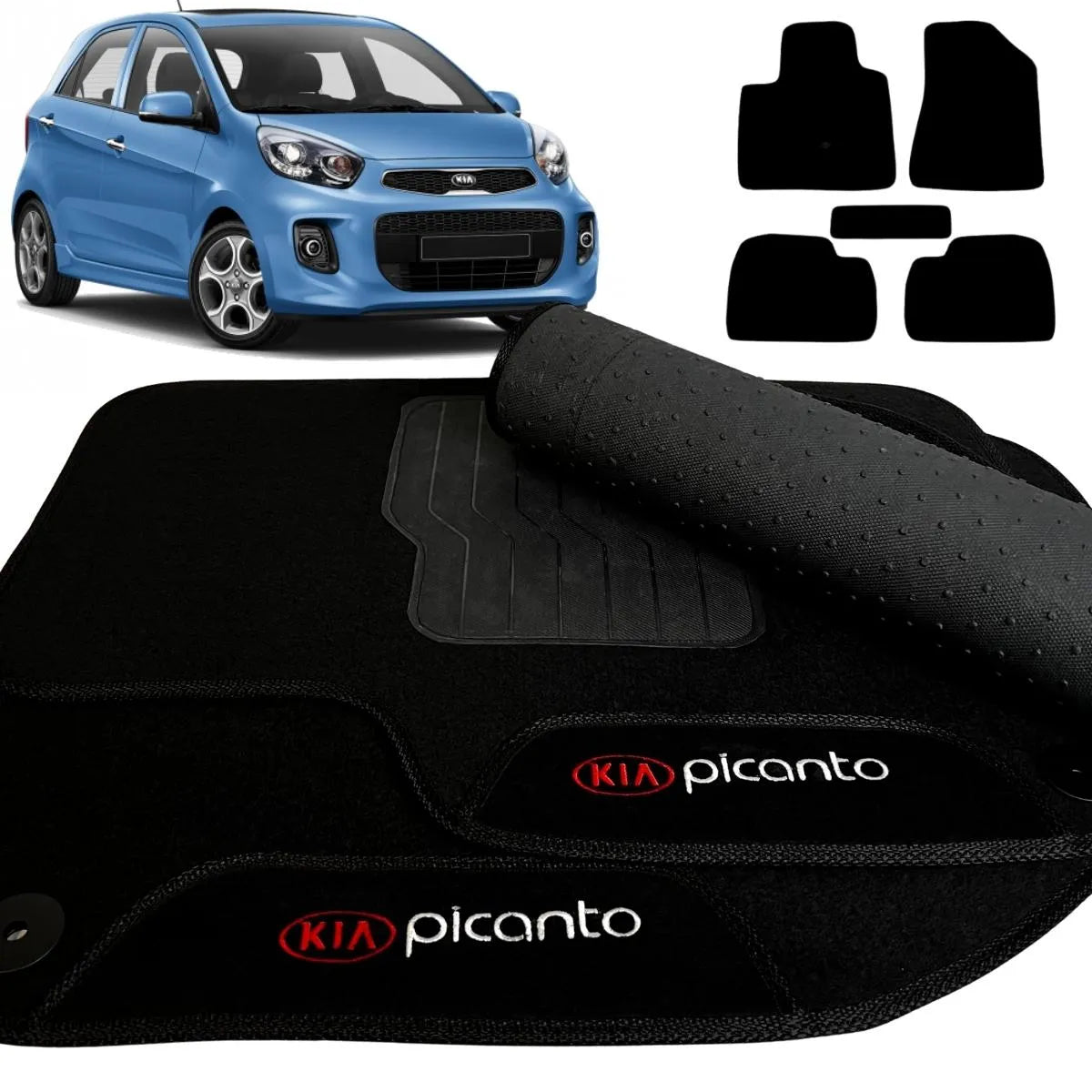 ALFOMBRA PICANTO 2011 A 2016 NEGRO 5 PIEZAS