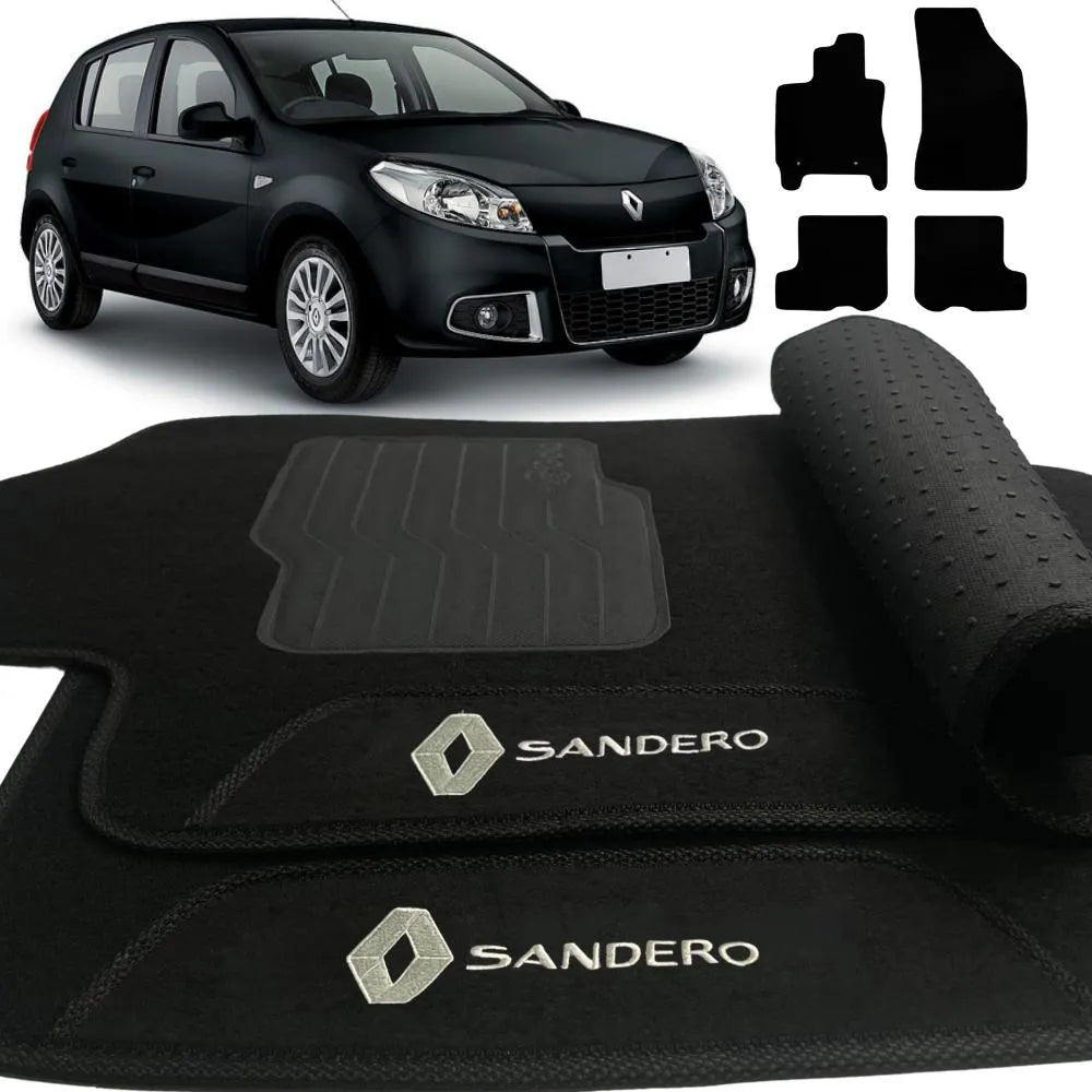 ALFOMBRA RENAULT SANDERO 2008 A 2014 NEGRO 4 PIEZAS