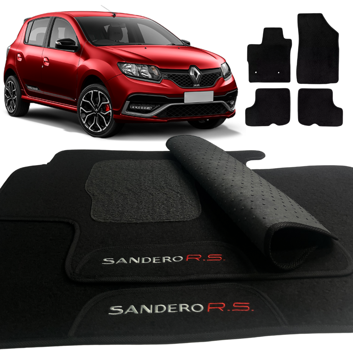 ALFOMBRA SANDERO RS 2015 Á 2023 NEGRO 4 PIEZAS