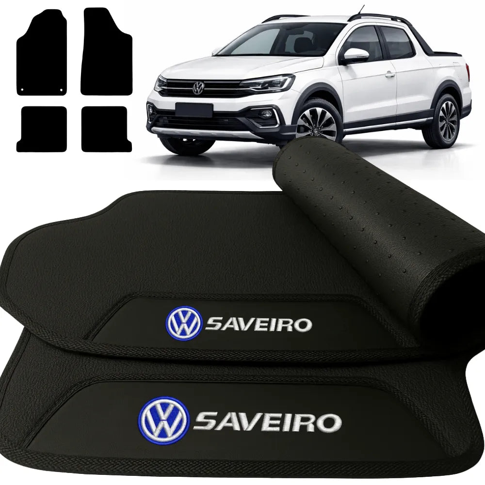 ALFOMBRAS GOMA PREMIUM SAVEIRO CABINA DOBLE 2013 A 2024 4 PIEZAS
