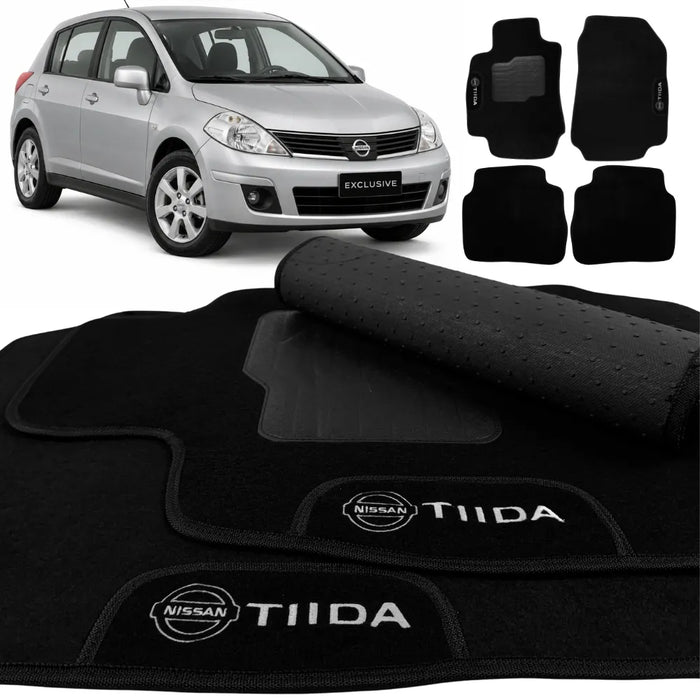 ALFOMBRA NEGRO NISSAN TIIDA 2008 A 2013 4 PIEZAS