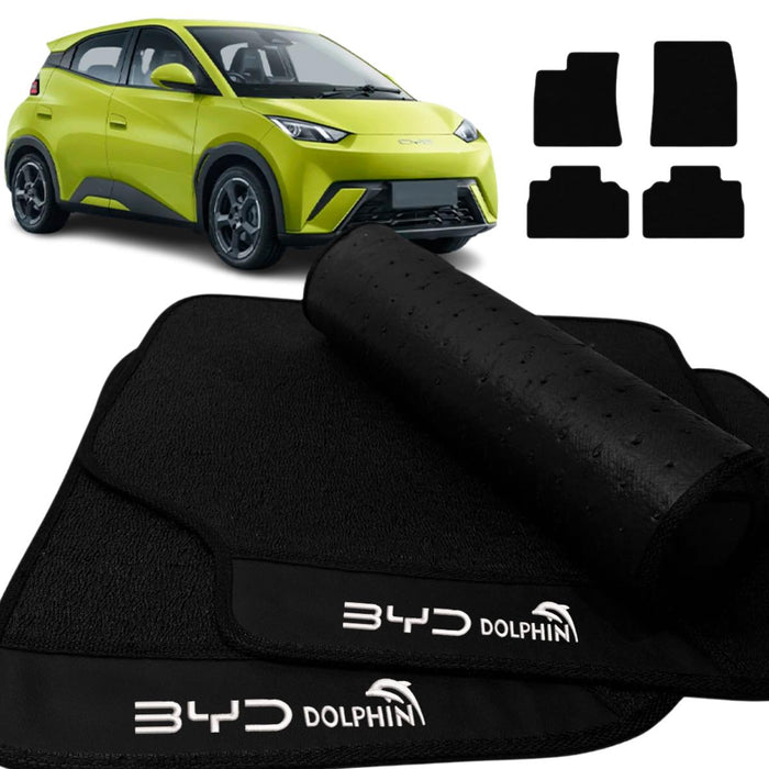 ALFOMBRA GOMA PREMIUM BYD DOLPHIN MINI GS 2023 A 2026 BORDADO 4 PIEZAS