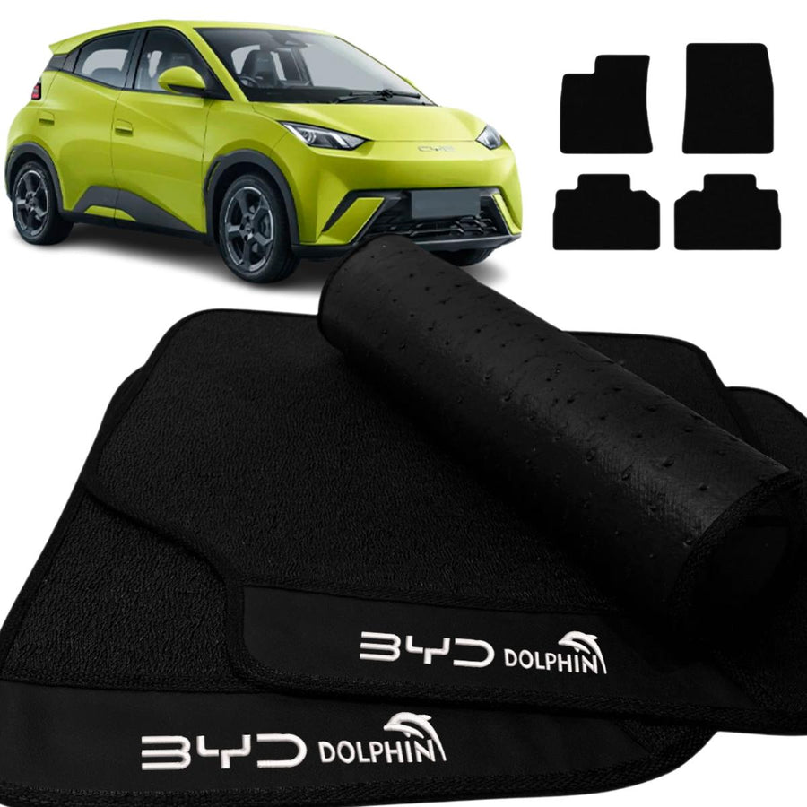 ALFOMBRA GOMA PREMIUM BYD DOLPHIN MINI GS 2023 A 2026 BORDADO 4 PIEZAS