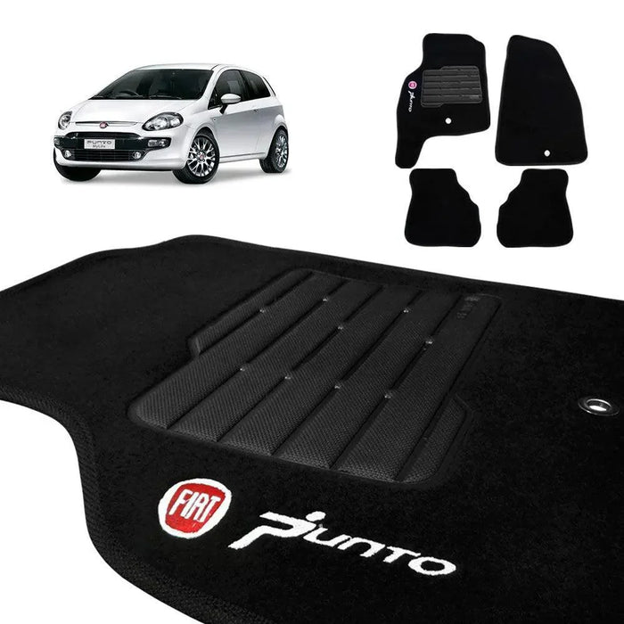 ALFOMBRA PUNTO 2007 A 2012 NEGRO BORDADO 4 PIEZAS